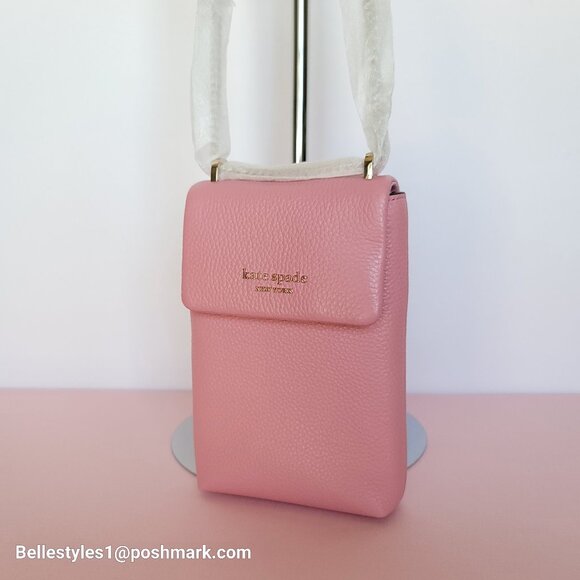 KATE SPADE Bradley North/South Pebbled Leather Phone Crossbody- Rococo Pink🎈⭐ - Picture 4 of 16